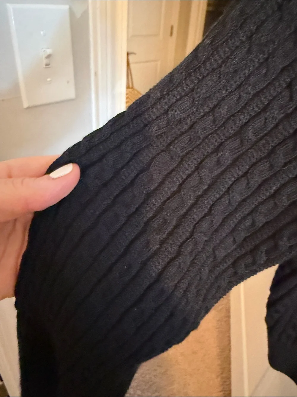 J. Crew Black Cable-Knit Cropped Cardigan and Tank Set with White Trim